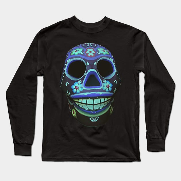 Oaxaca  day of the death skull Long Sleeve T-Shirt by Blind Man Studio